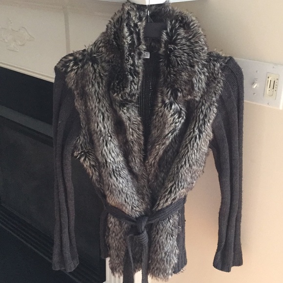 joseph A Sweaters - Joseph A faux fur wrap sweater